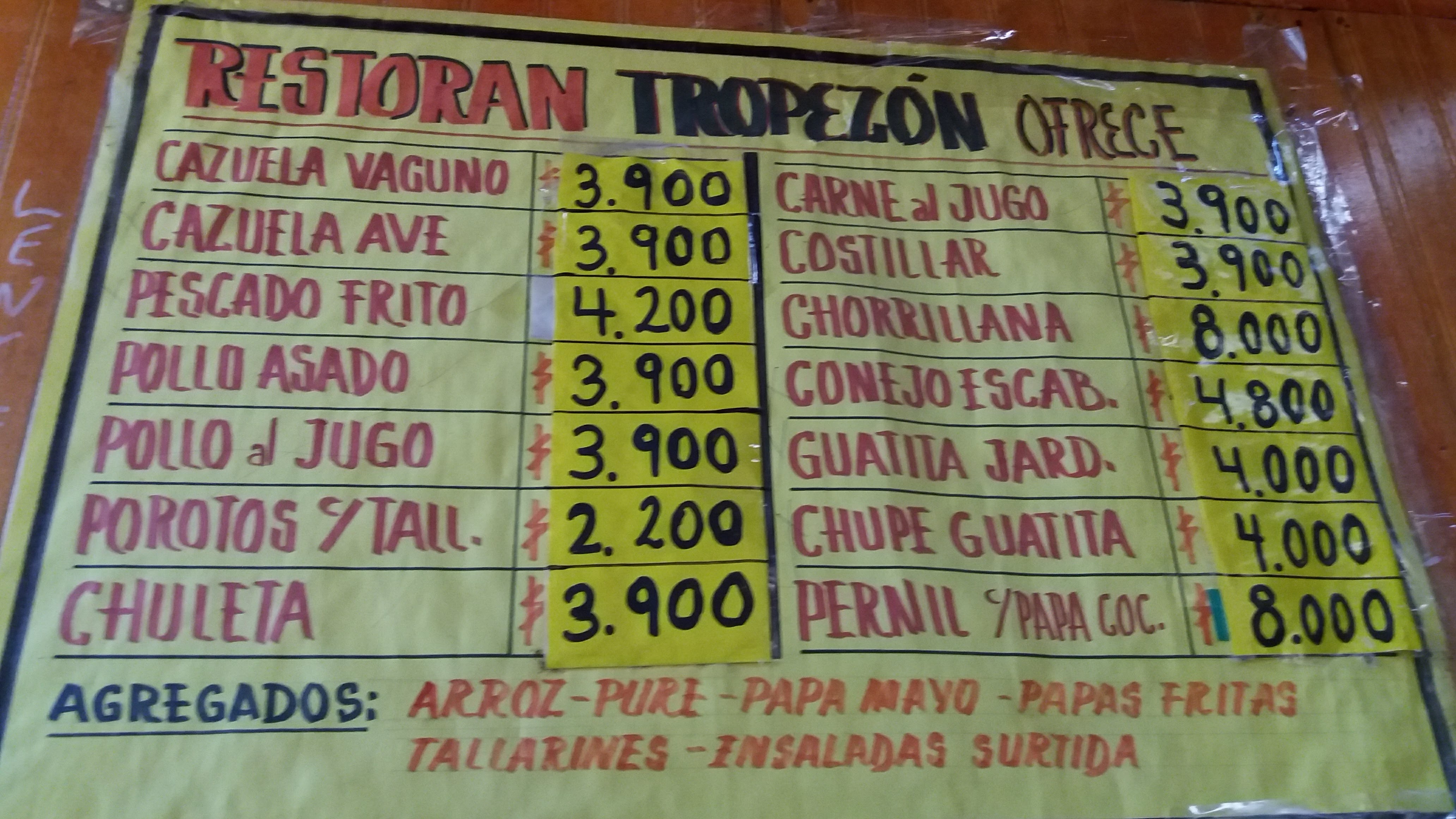 lista precios El Tropezón