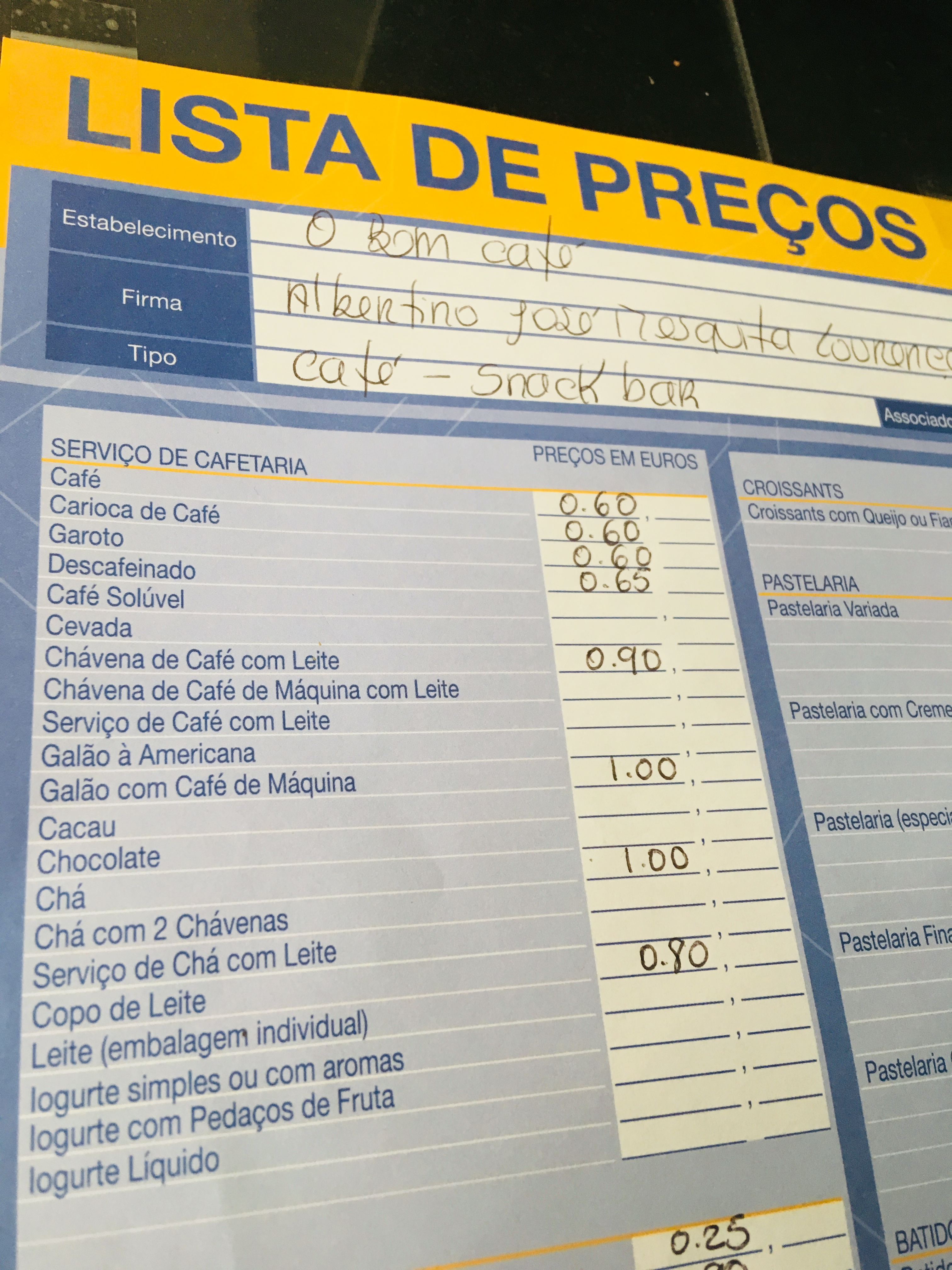 Lista precio Lisboa